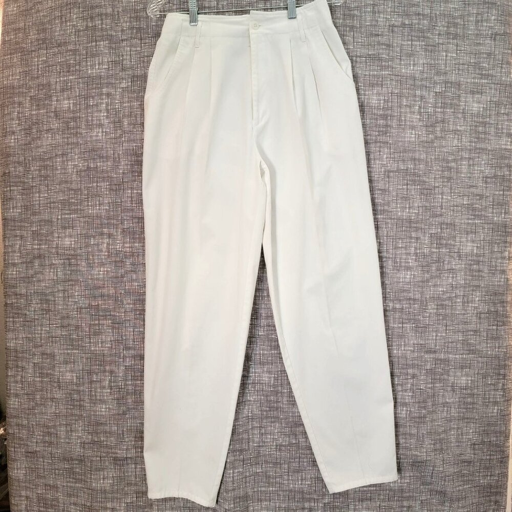 Hunts Point Dress Pants Womens Size 12 Pleated Front White Career Wear Vintage
